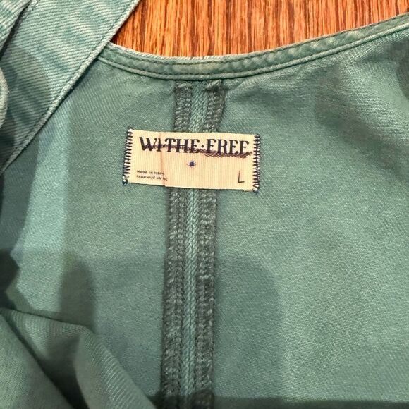 Free People High Roller Denim Jumpsuit in Turquoise NWOT - Picture 5 of 5